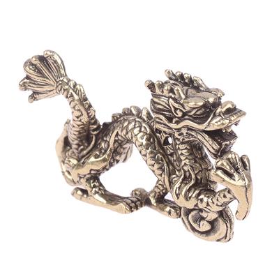 1Pc Zodiac Dragon Statue Figurine Wealth Brass Decor Prosperity Chinese Style Dragon Luck Animal Fengshui Vintage Ornament