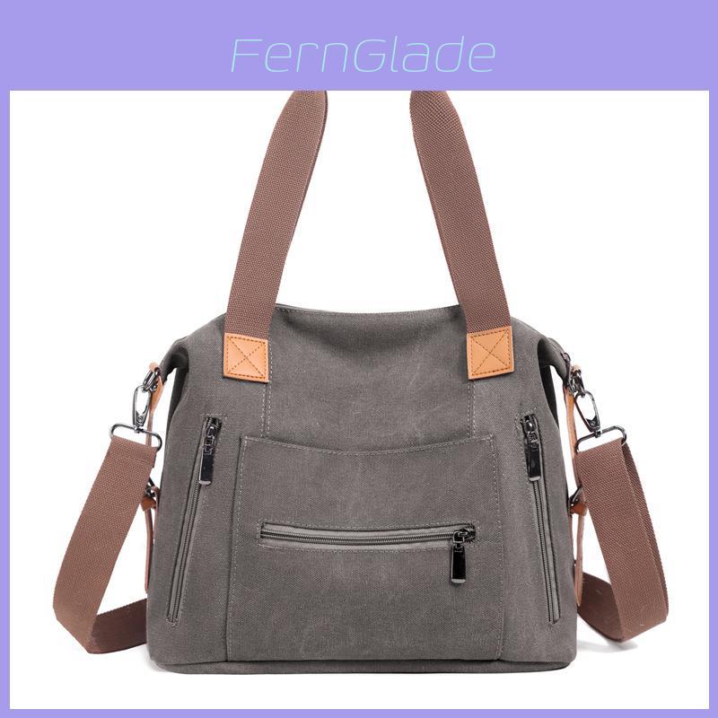 Canvas Tote Bag For Women Large Capacity Shoulder Handbag With Zipper Closure For Travel And Casual Use