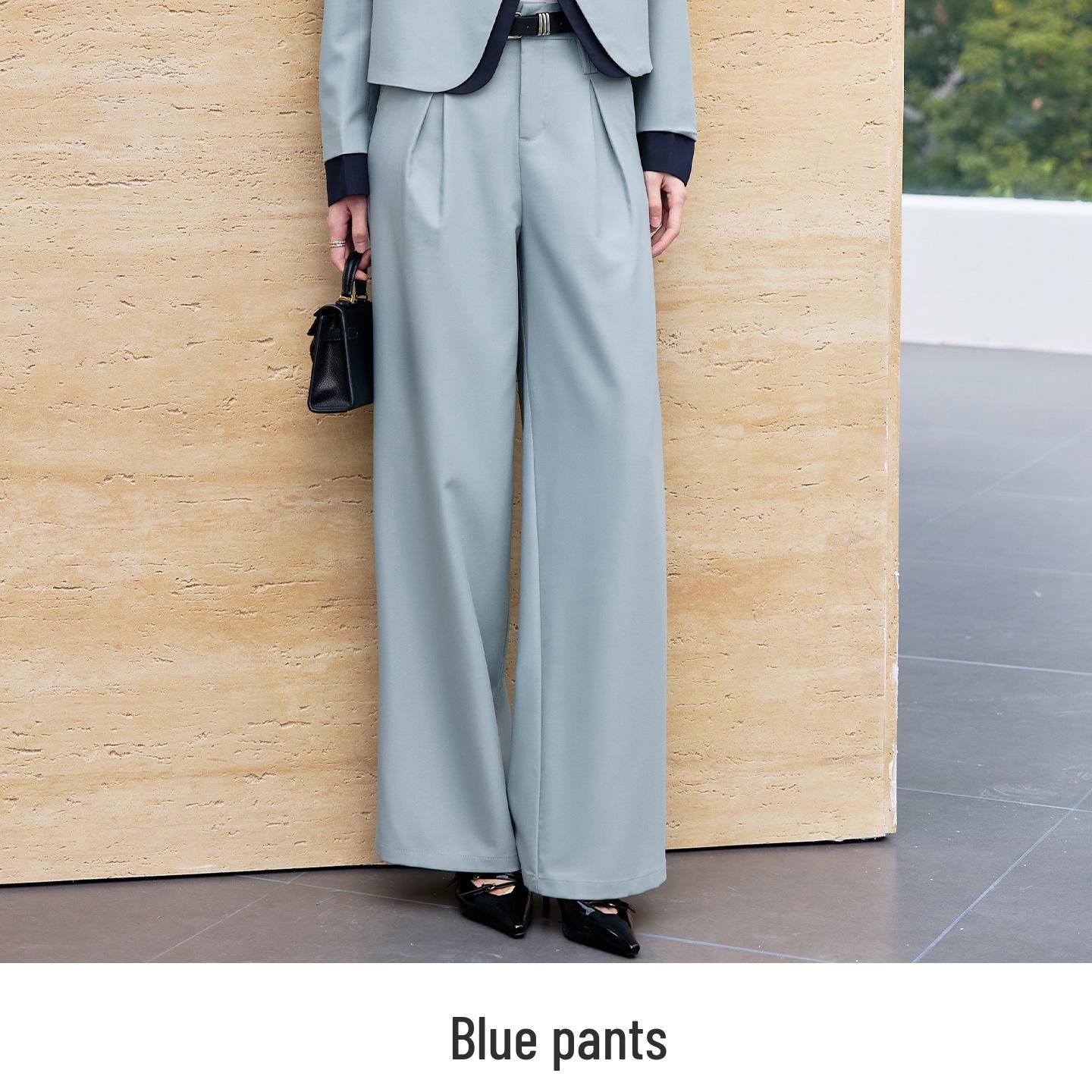 

Crew-Neck Suit Set: Women s Casual Wide-Leg Pants & Short Jacket Small