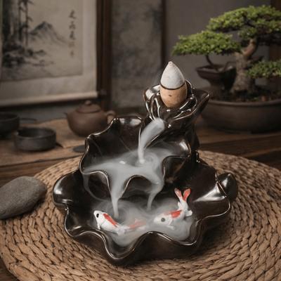 Lucky Fish Backflow Stick Incense Burner Mini Lotus Incense Burner Ceramic Censer  Home Decoration