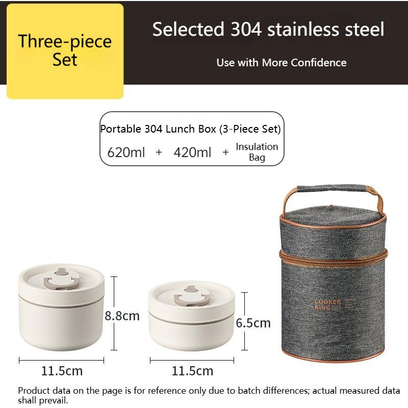 

COOKER KinG Insulated Food Container Set Stainless Steel Stackable Lunch Container with Bag for Adult Kids Microwave Heat Safe