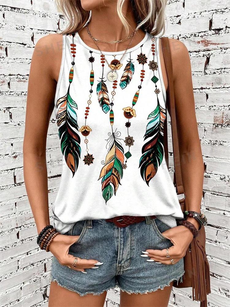 Outdoor Street Fashion Women's Sleeveless T-shirt Summer Casual Daily Crew Neck Tank Top Leopard Print Women's Elegant Tank Top