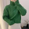 Women's High-Neck Wool Sweater - 100% Pure Wool, Cable Knit, Thick, Fashionable, Elegant Cashmere Base Layer Knitwear