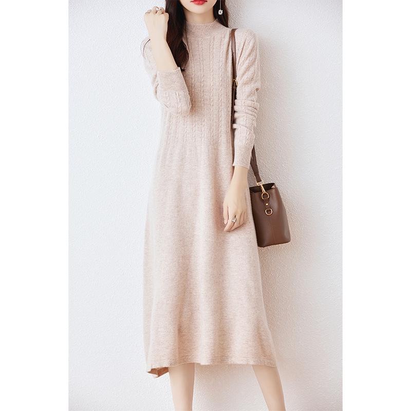 

Платье-свитер облегающего кроя длиной до колена из 100% шерсти для осени/зимы M (100-110 jin)