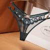 European and American Sexy Thong Women's Mesh Embroidery Transparent Temptation Cross Low Waist Hot One Thread T Panties 2240