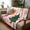 Soft Pastel Xmas Cartoon Anime Print Flannel Blanket Soft Warm Throw for Kids Bedroom Sofa Christmas Office Car