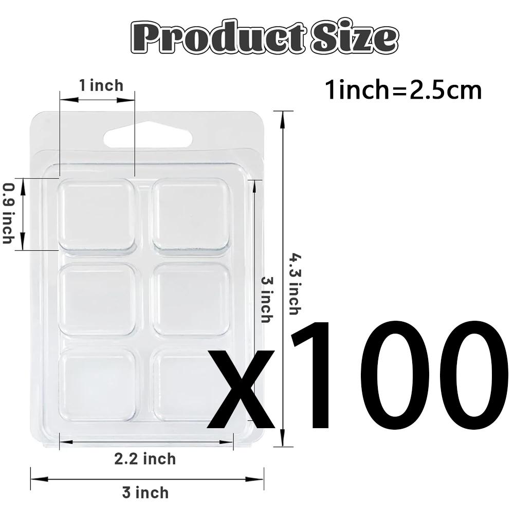 Wax Melt Molds Wax Melt Clamshells 6 Cavity Cubes Clamshells Clear Empty Plastic Cube Tray for Wickless Tarts Candles