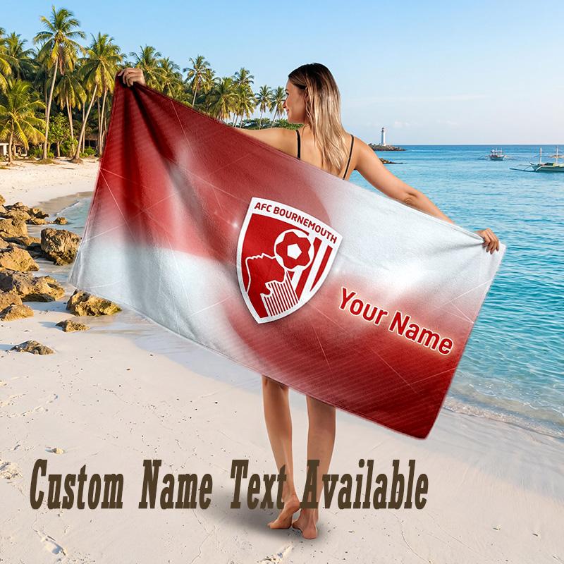 Bournemouth Football Design Beach Towel Custom Text Large Towel for Beach Vacation