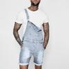 Denim Overall Shorts Solid Color Shoulder Straps Summer Hip Hop Adjustable Short Jean