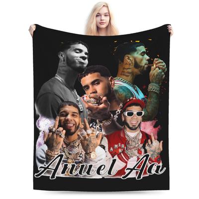 Anuel AA Raper Koce Polarowe Jesień/Zima Oddychające Ultra-Miękkie Kocyki do Sypialni Pluszowa Cienka Kołdra