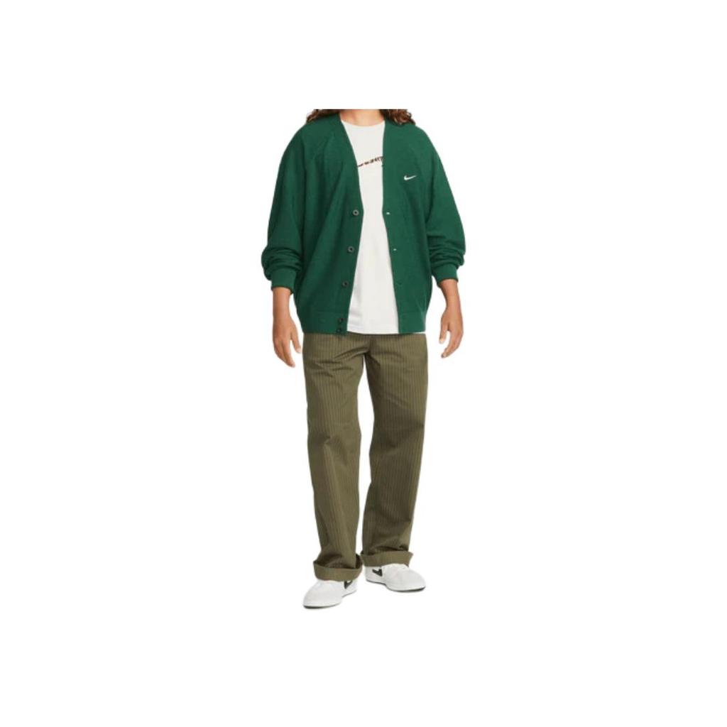Nike Solid Color Button V-Neck Long Sleeve Knit Sweater Men tops Green DQ6306-341