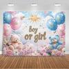 The genre Reveal theme backdrop baby party decorations supplies pink blue bear gift banner newborn shower photography4863