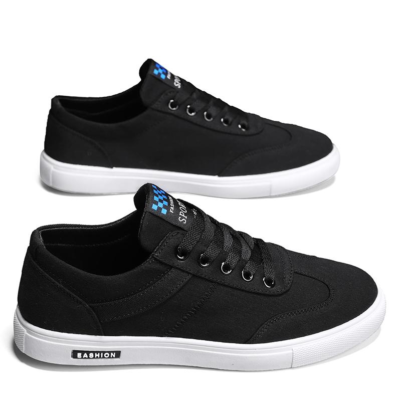 Black Canvas Breathable Men Shoes Trendy Flats Male Sneakers Outdoor Fashion Lace Up Casual Vulcanized Mens Sport Shoes