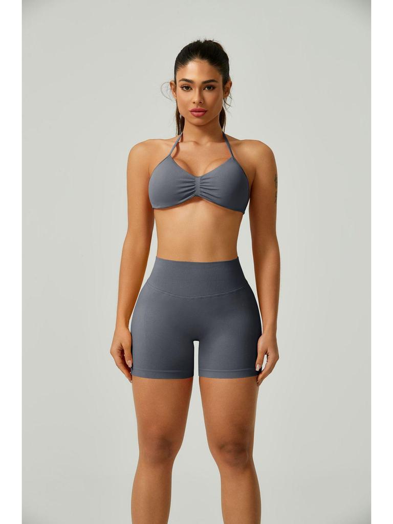 European Halter Neck Seamless Yoga Bra: Sexy, High Elasticity, Matte Finish, Beautiful Back Design