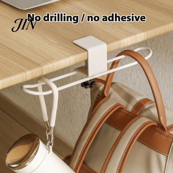 Table Edge Storage Hook Clamp-On Hook, Adjustable No Punch Durable Carbon Steel Desktop Easy Install Desk Rack Organizer, Space Saving for Bags