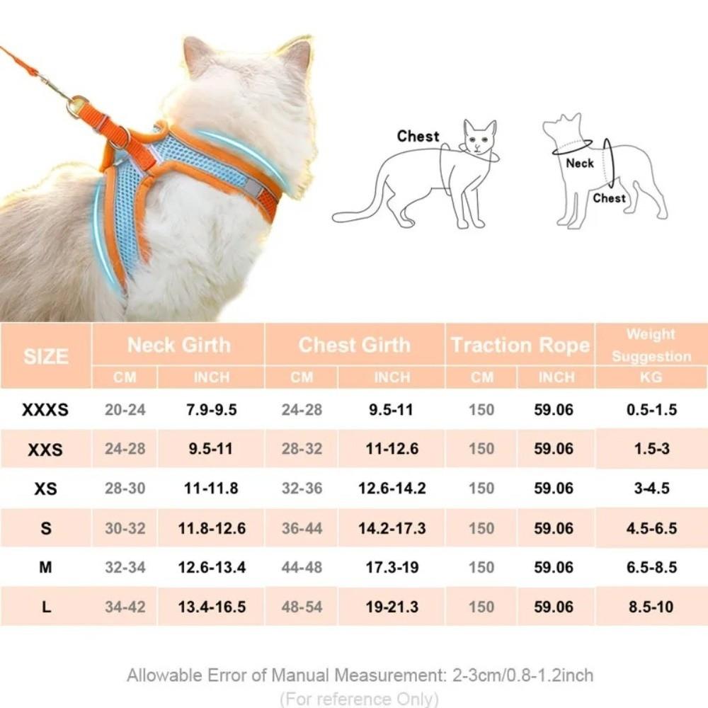 Adjustable Cat Harness Vest Reflective Pet Collar Harness Practical Dog Chest Strap  Pet Training