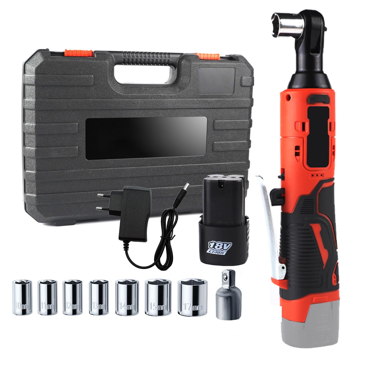 Lithium-ion ratchet wrench with 90-degree angle