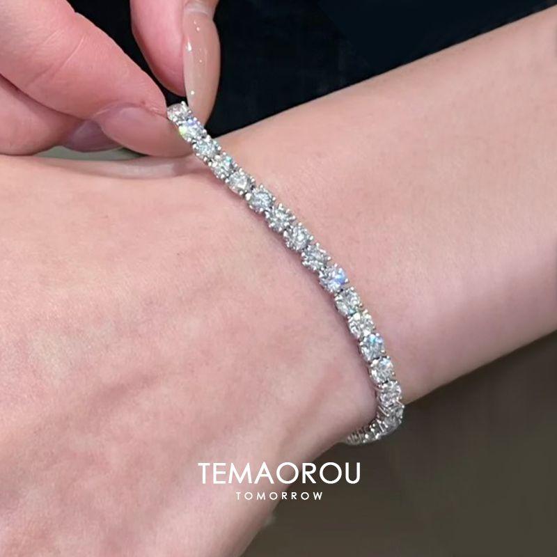 

Two-Piece Set! Purple Night Star Empty Purple Gem Flash Diamond Silver Bracelet Women Light Luxury Luxury Twin Bracelet Jewelry Full drill titanium steel bracelet/16cm