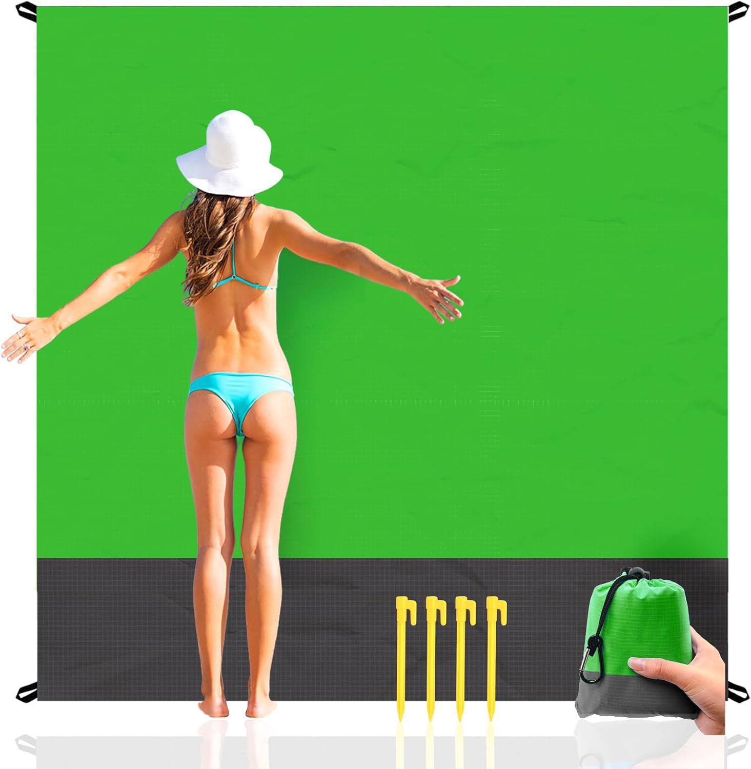 

Пляжное одеяло разных размеров, водонепроницаемое, защищающее от песка, большое, быстросохнущее, для пикника на природе, с 4 колышками, для путешествий, кемпинга, походов 200 x140cm