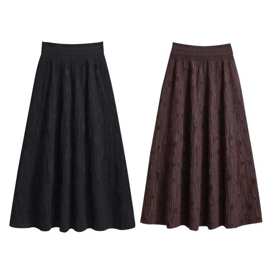 Dámská pletená sukně s vysokým pasem, áčkového střihu, s velkým lemem, midi délky, jednobarevná, podzimní zimní plisovaná sukně pro každodenní nošení