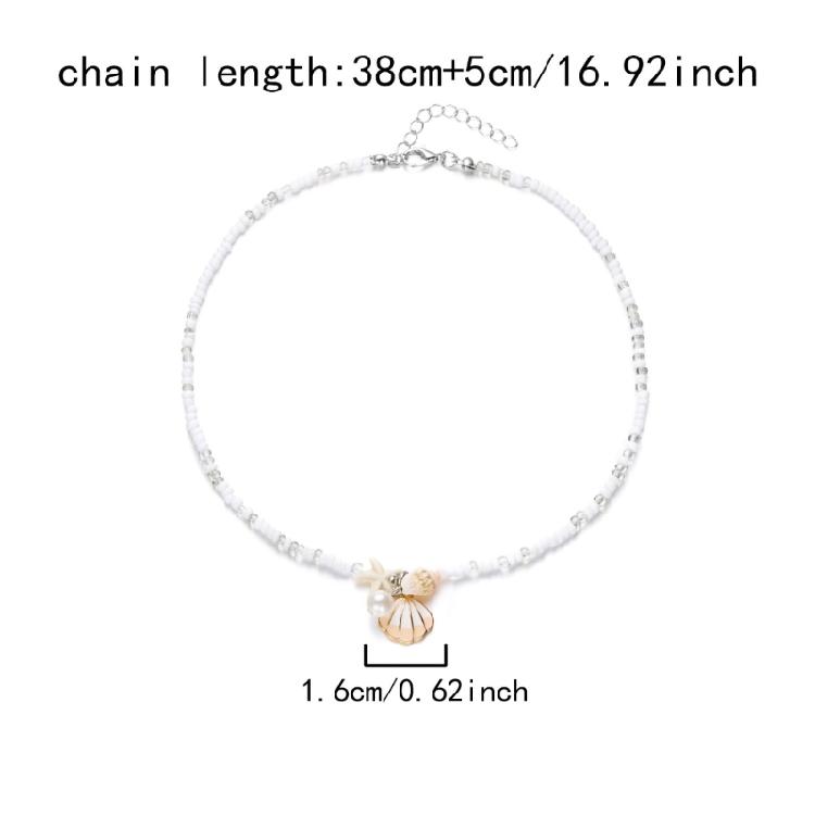 Elegant Beaded Necklace Shell Pendant Necklace Women Neck Jewelry Alloy Texture Beaded Necklace Suitable for Daily Wear