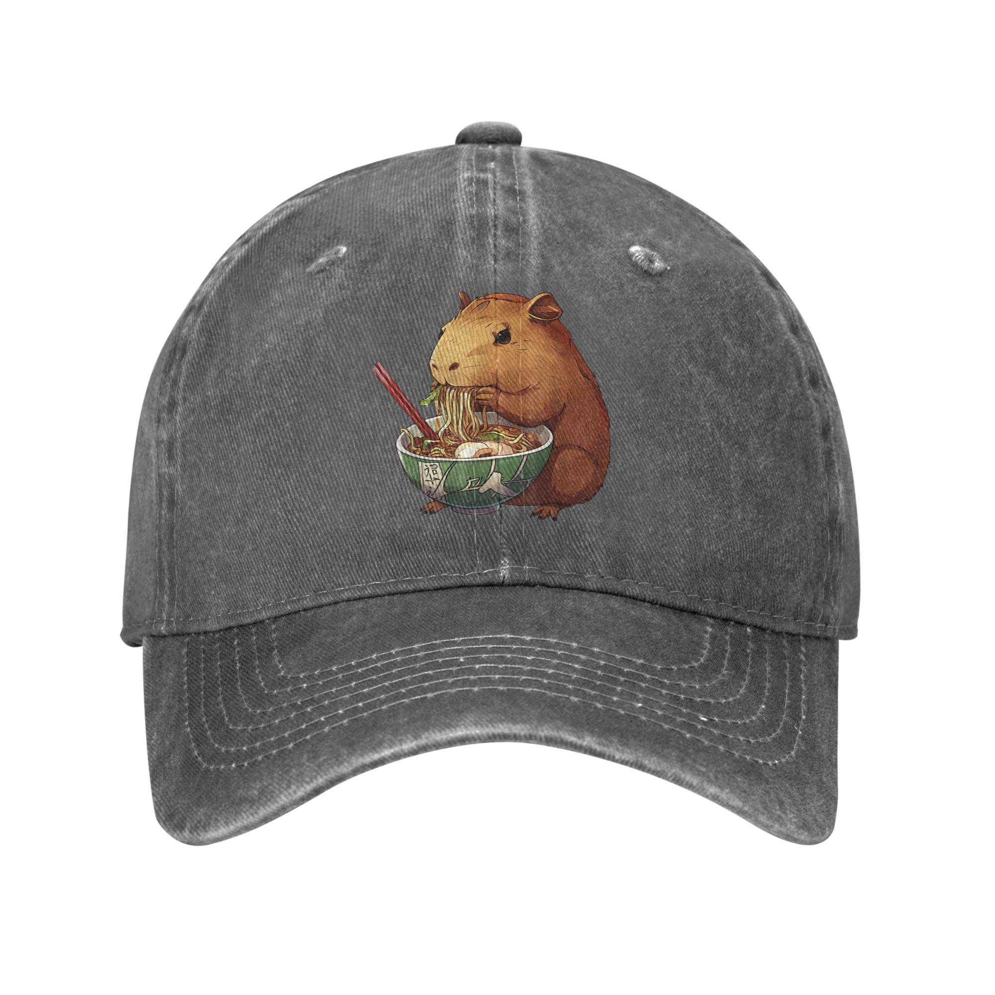 

Cute Kawaii Capybara Eating Japanese Ramen Noodles Anime Casual Baseball Cap Sports Hip Hop Hats Women Design Snapback Cap One Size
