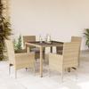 Vidaxl 5-Cz. Garden Furniture Set With Cushions, Beige, Poly Rattan