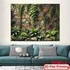 Vintage Garden Stone Wall Tapestry, Climbing Vines and Tropical Plants Print Wall Decor