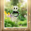 Cute Halloween Ghost Hanging Decor Window Ornament Acrylic Suncatcher with Black Cat & Green Leaf Wall Pendant for Home & Party
