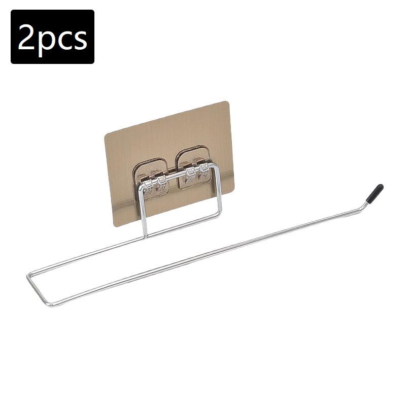 

The Kitchen Wall Hanging Paper Towel Rack,Plastic Wrap , Perforation-Free Dish Cloth Stainless Steel Organizer Hooks A2