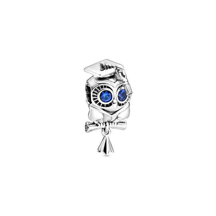 Pandora 925 Silver Wise Owl Graduation Charm Unisex Charm 798907C01 Silver