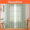 Polyester Voile Curtain Pair With Uv Protection For Living Room Windows
