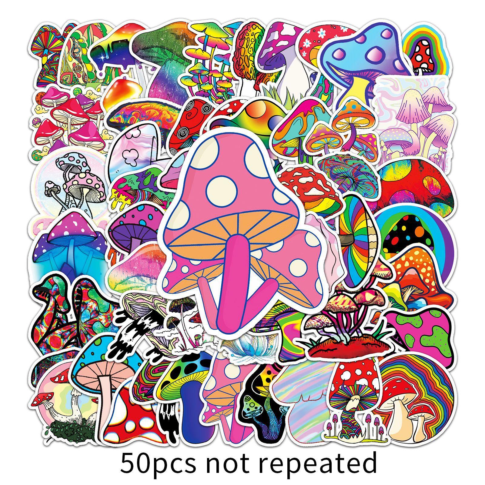 

50 Colorful Mushroom Doodle Cartoon Small Fresh Guka DIY Skateboard Water Cup Suitcase Sticker Waterproof