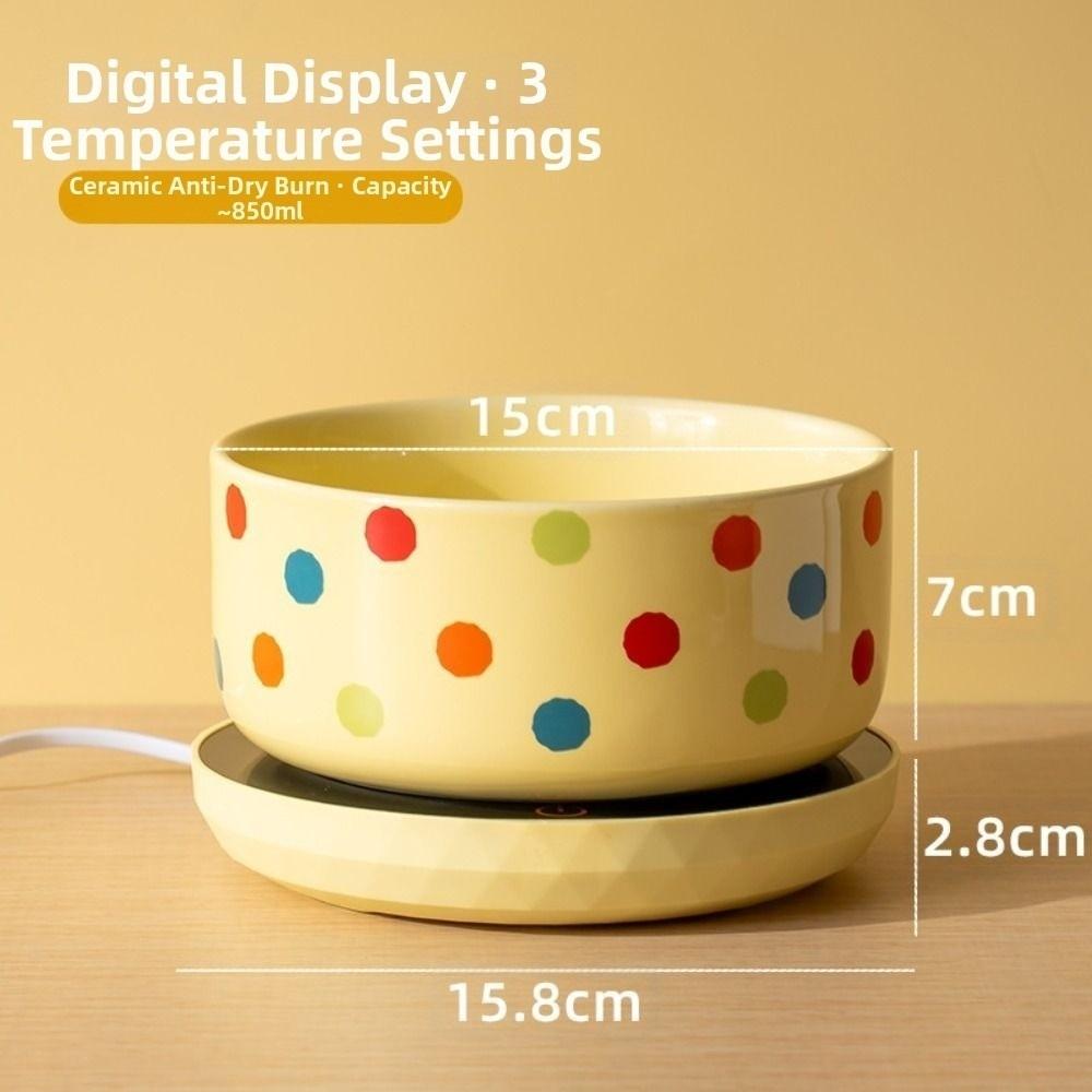 Ceramic Pet Heated Water Bowl Intelligent Temperature Adjustable Anti-dry Burning Self-Heating Water Bowl Non-slip Cartoon
