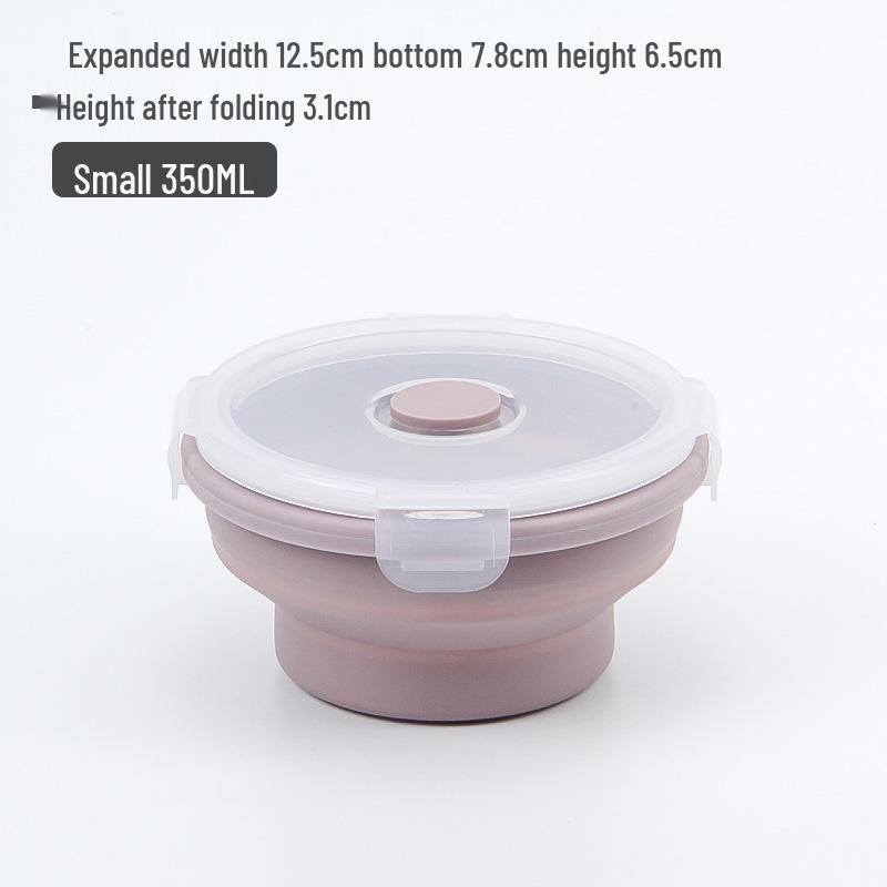 Silicone Collapsible Lunch Box - Round Food Storage Container for Outdoor Picnic or Travel.