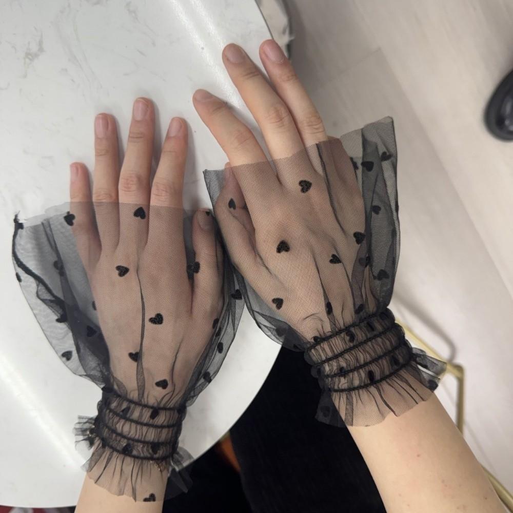 Short Polka Dot Fake Sleeves Sweet Fake Pleated Cuff All-match Nail Art Sleeves Social Media