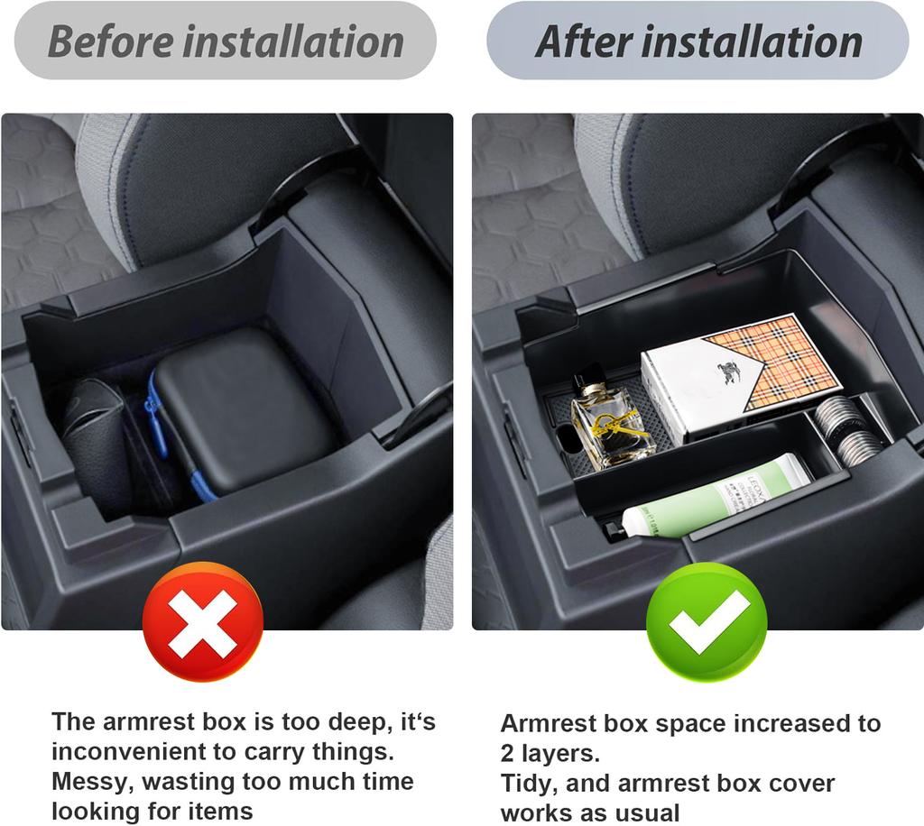 Center Console Organizer Tray Compatible with 2025 Subaru Forester Armrest Storage Box Accessories Secondary Interior Car Box