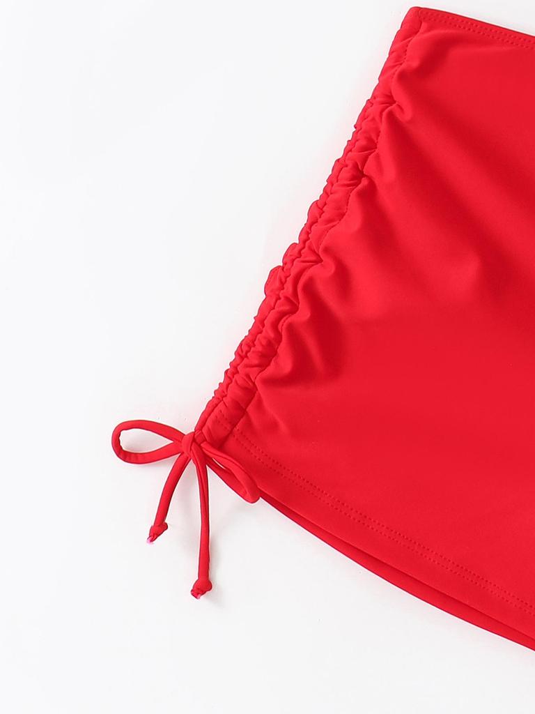 European & American Women's Solid Color High-Waisted Two-Piece Swimsuit Bikini