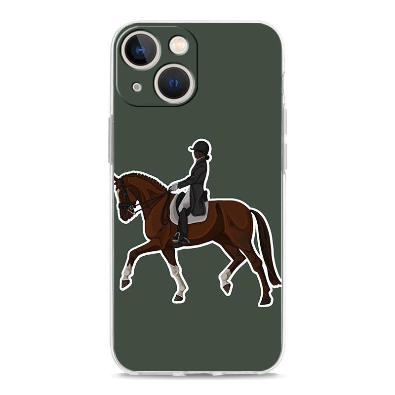 Animal Galloping Horse Girl Drawing Luxury Phone Case For iPhone 15 16 14 13 12 11 Pro Max XS X XR SE 7 8 Plus Clear Cover