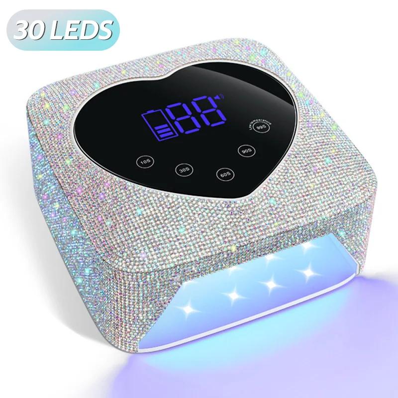 72W Cordless UV Nail Lamp Rechargeable 30 LEDs Nail Dryer UV Light Cabin Professional Nail Art Manicure Tools for Home and Salon