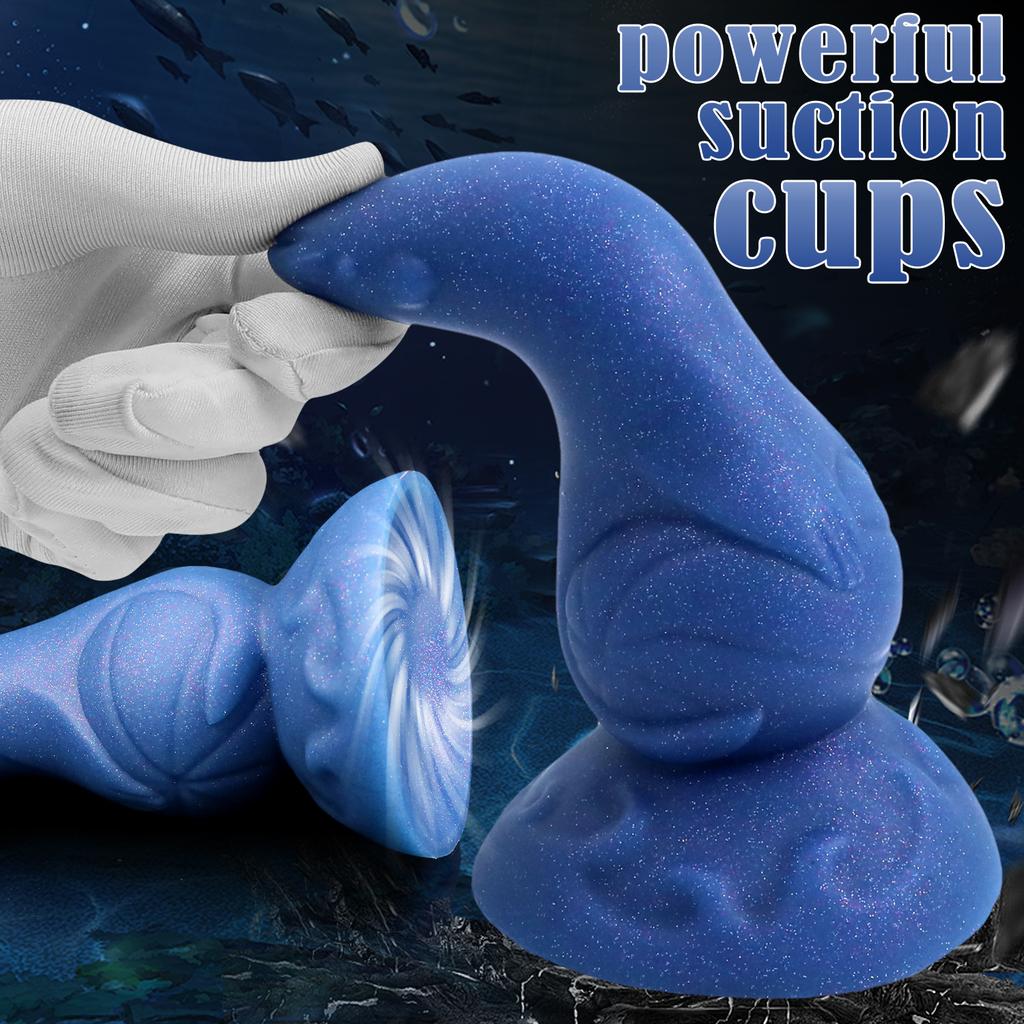 Liquid Silicone Alien Dildo - Realistic Marbled Penis Toy with Anal Plug, Stretching Fantasy Toy for Women & Men, BDSM Adult Sex Toy