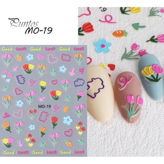 Nail Sticker 5D Graffiti Flowers Embossed Relief Design Thin Three-dimensional Transform Nails Art Decal