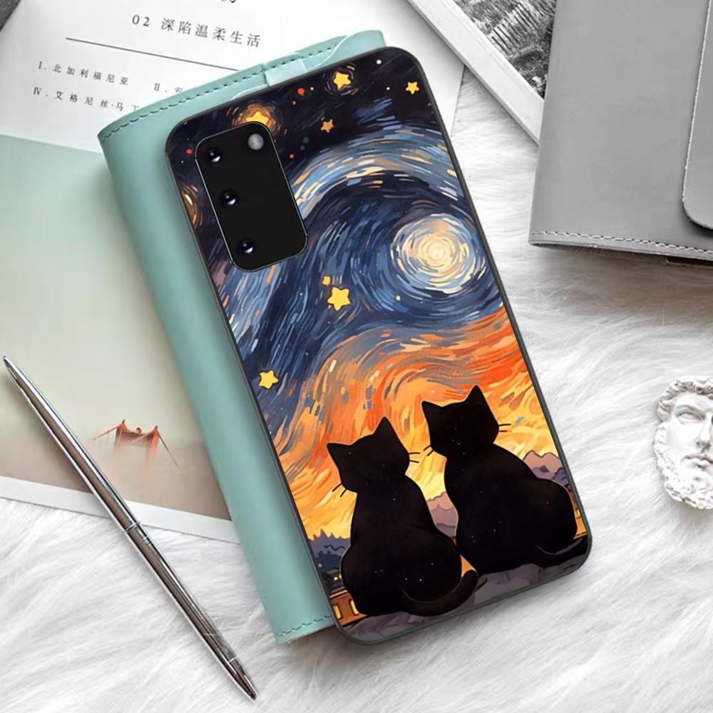 Starry Sky Cat Phone Case For Samsung S 9 10 20 21 22 23 30 23 24 Plus Lite Ultra FE S10lite Fundas
