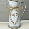 Rustic Plant Vase Country Style Galvanized Bouquets Planter Decorative Flower Arrangement Pot with Handle for Garden Living Room