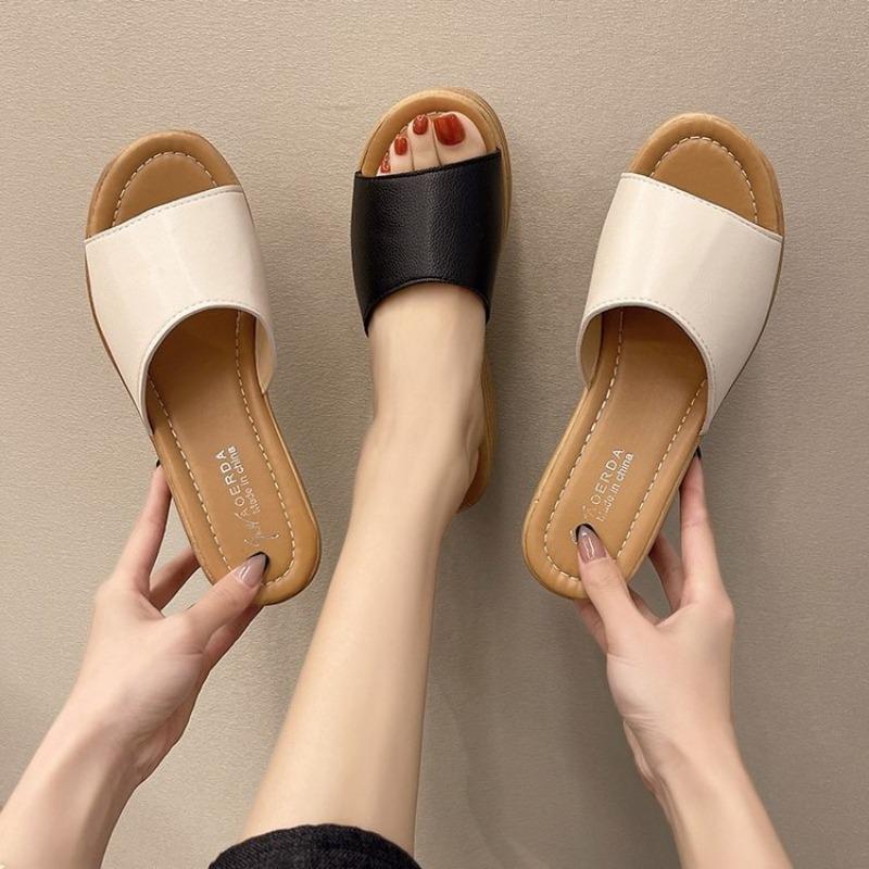 Women's Summer New Slippers Ethnic Style Outerwear Muffin Thick-soled Cool Slippers Outerwear Beach Shoes