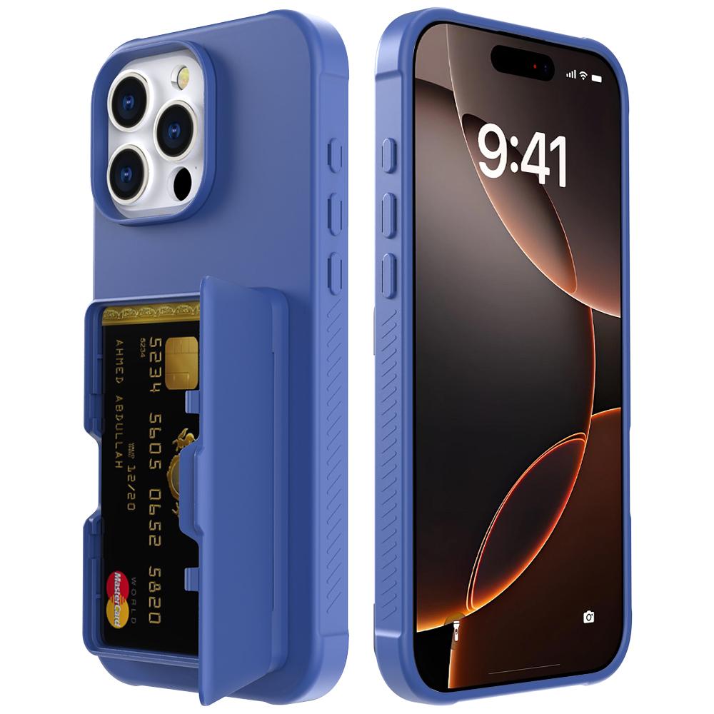 For iPhone 16 Pro Max Case with Card Holder/Mirror/Kickstand TPU + PC Phone Back Cover