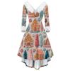 Dame Mote Casual V-hals Juleprint Langermet Kjole