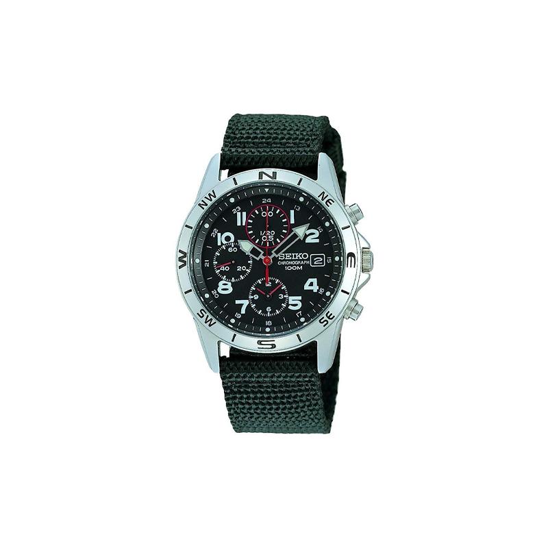 

SEIKO 50 meters waterproof Quartz nylon strap men s watch black dial SND399P1 чёрный