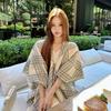 2025 New Women's High-End Color-Block Shawl Cape for Autumn and Winter Travel