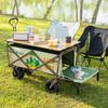 Outdoor Camping Picnic Hand-Pulled Cart with Foldable Tabletop Portable Camping Gear Stroller for Campsite And Street Vendors